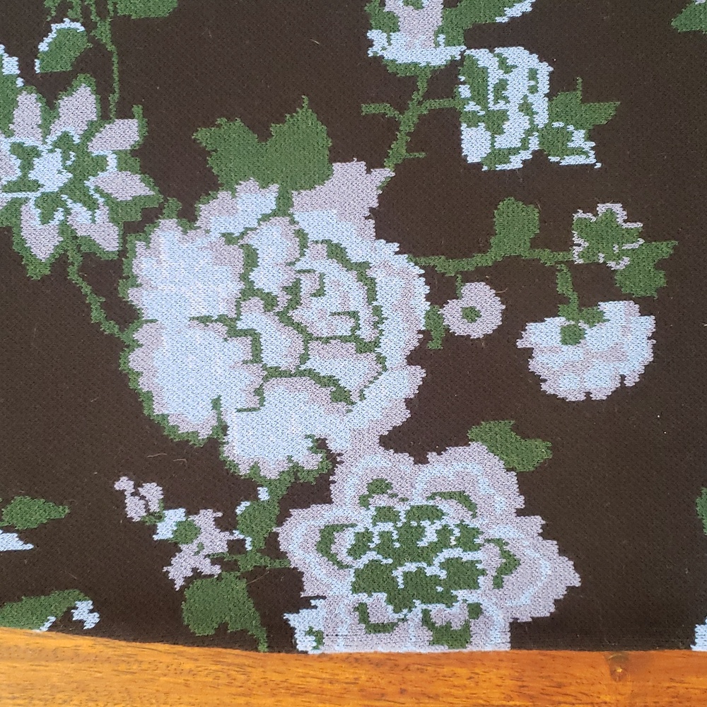 Ann Taylor Floral Knit Pencil Skirt Medium Black Blue Green Workwear Stretch - Picture 4 of 11